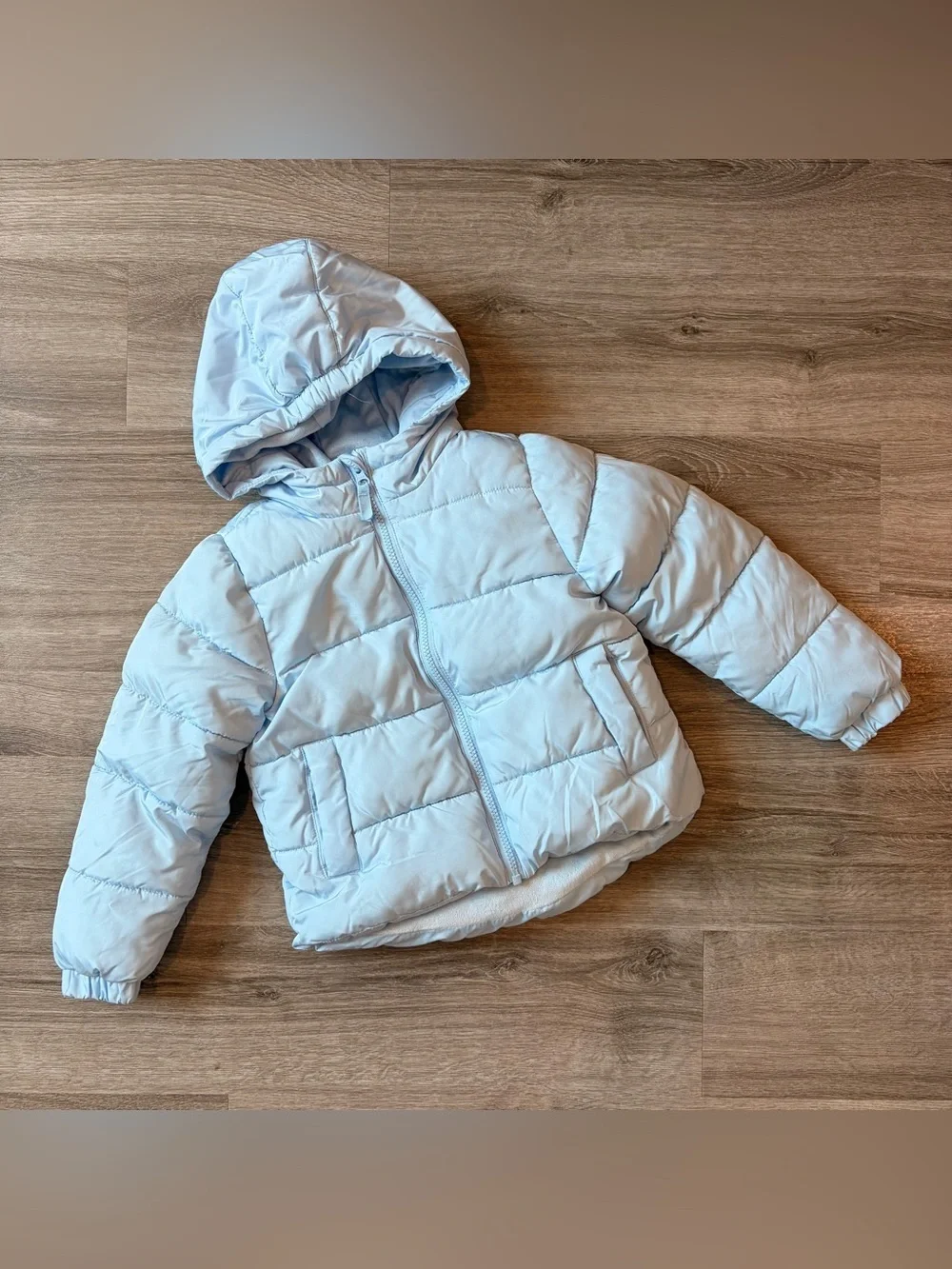 Swiss Tech little girls light blue fleece lined puffer jacket with hood